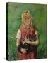 Girl with a cat-Christian Krohg-Stretched Canvas