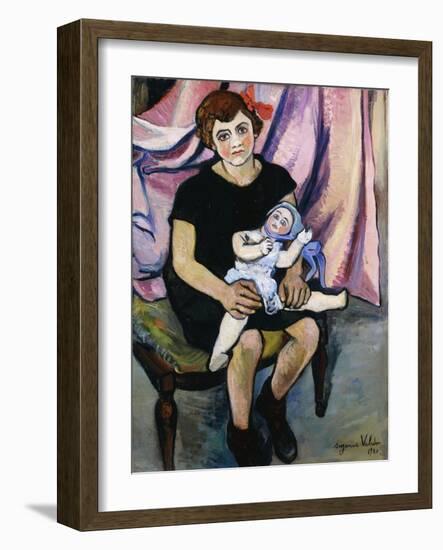 Girl with a Doll; Fillette a La Poupee, 1920-Suzanne Valadon-Framed Giclee Print