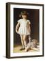 Girl with a Doll, (Oil on Canvas)-Ralph Peacock-Framed Giclee Print