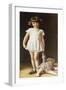 Girl with a Doll, (Oil on Canvas)-Ralph Peacock-Framed Giclee Print