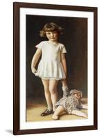 Girl with a Doll, (Oil on Canvas)-Ralph Peacock-Framed Giclee Print