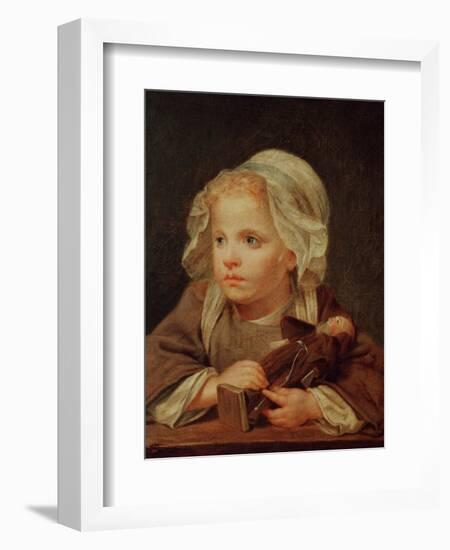 Girl with a Doll-Jean-Baptiste Greuze-Framed Premium Giclee Print