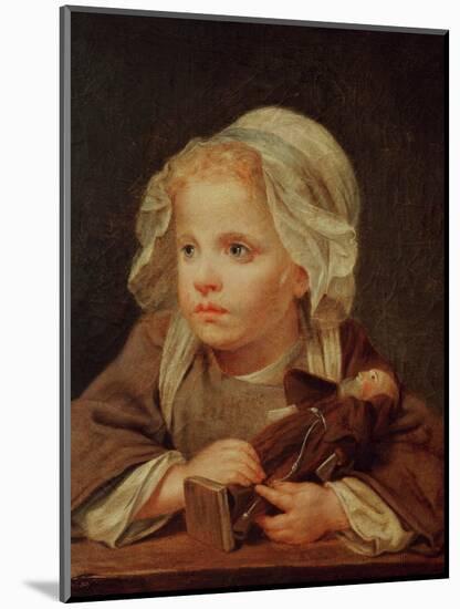 Girl with a Doll-Jean-Baptiste Greuze-Mounted Premium Giclee Print