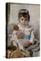 Girl with a Doll-Ignacio Pinazo camarlench-Stretched Canvas