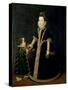 Girl with a Dwarf, Thought to be a Portrait of Margarita of Savoy-Sofonisba Anguisciola-Stretched Canvas