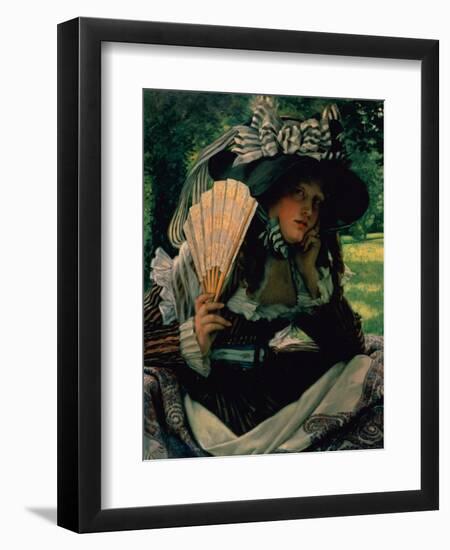 Girl with a Fan, 1870-1871-James Jacques Joseph Tissot-Framed Premium Giclee Print