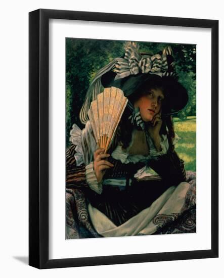 Girl with a Fan, 1870-1871-James Jacques Joseph Tissot-Framed Giclee Print