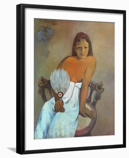 Girl with a Fan, c.1902-Paul Gauguin-Framed Art Print