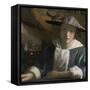 Girl with a Flute, by Johannes Vermeer, c. 1665-70, Dutch painting,-Johannes Vermeer-Framed Stretched Canvas