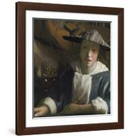 Girl with a Flute-Jan Vermeer-Framed Premium Giclee Print