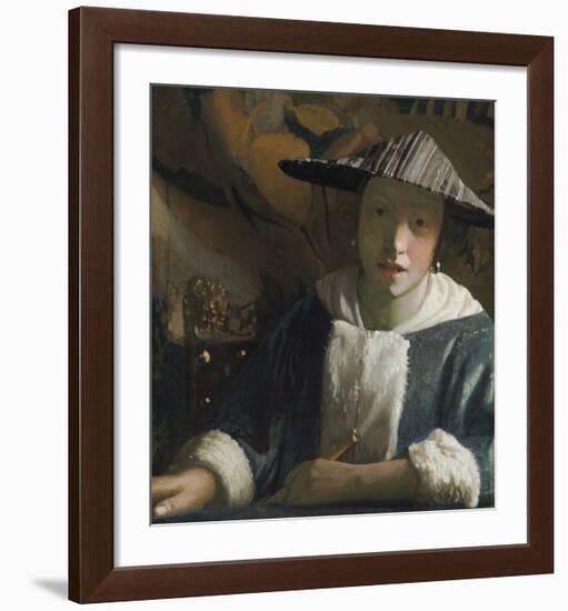 Girl with a Flute-Jan Vermeer-Framed Premium Giclee Print
