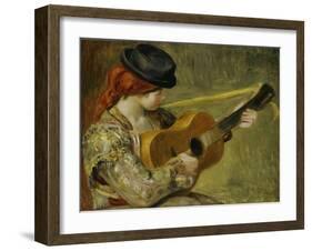 Girl with a Guitar, 1897-Pierre-Auguste Renoir-Framed Giclee Print