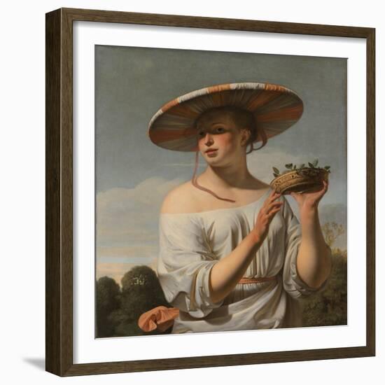 Girl with a Large Hat, 1645-1648-Caesar Boëtius van Everdingen-Framed Giclee Print