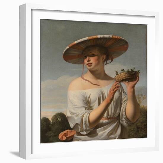 Girl with a Large Hat, 1645-1648-Caesar Boëtius van Everdingen-Framed Giclee Print