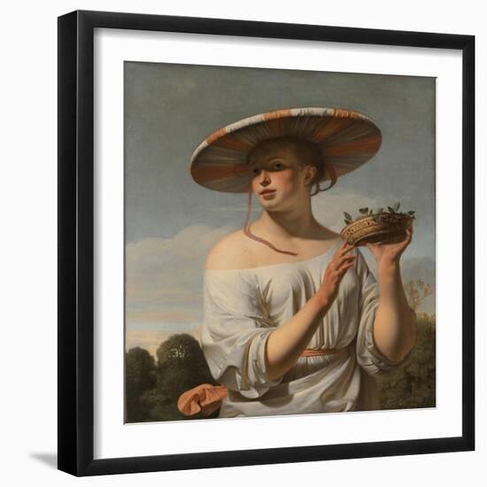 Girl with a Large Hat, 1645-1648-Caesar Boëtius van Everdingen-Framed Giclee Print