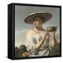 Girl with a Large Hat-Cesar Van Everdingen-Framed Stretched Canvas