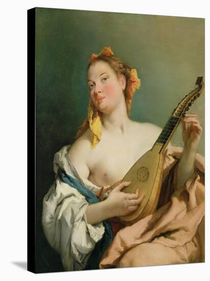 Girl with a Mandolin, 1755-60-Giovanni Battista Tiepolo-Stretched Canvas