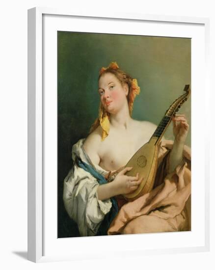 Girl with a Mandolin, 1755-60-Giovanni Battista Tiepolo-Framed Giclee Print