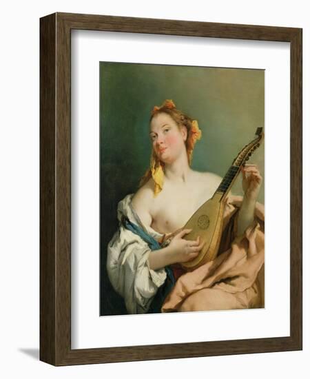 Girl with a Mandolin, 1755-60-Giovanni Battista Tiepolo-Framed Giclee Print