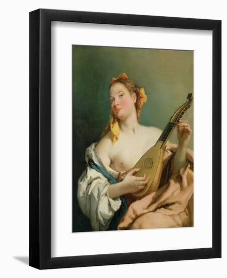 Girl with a Mandolin, 1755-60-Giovanni Battista Tiepolo-Framed Giclee Print