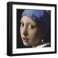 Girl with a Pearl Earring (detail)-Johannes Vermeer-Framed Art Print
