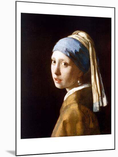 Girl with a Pearl Earring-Johannes Vermeer-Mounted Print