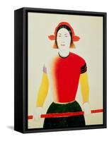 Girl with a Pole (Oil)-Kasimir Malevich-Framed Stretched Canvas