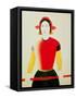 Girl with a Pole (Oil)-Kasimir Malevich-Framed Stretched Canvas