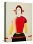 Girl with a Pole (Oil)-Kasimir Malevich-Stretched Canvas