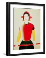 Girl with a Pole (Oil)-Kasimir Malevich-Framed Giclee Print