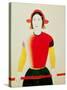 Girl with a Pole (Oil)-Kasimir Malevich-Stretched Canvas