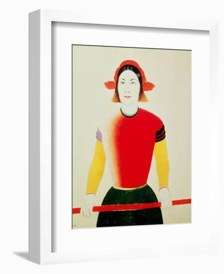 Girl with a Pole (Oil)-Kasimir Malevich-Framed Giclee Print