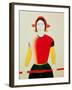 Girl with a Pole (Oil)-Kasimir Malevich-Framed Giclee Print