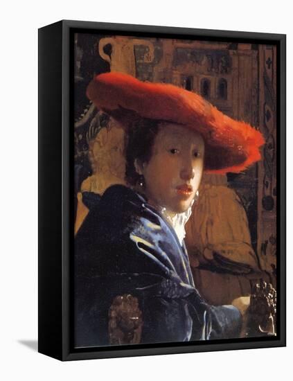 Girl with a Red Hat, C.1665-Johannes Vermeer-Framed Stretched Canvas