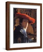 Girl with a Red Hat, C.1665-Johannes Vermeer-Framed Giclee Print