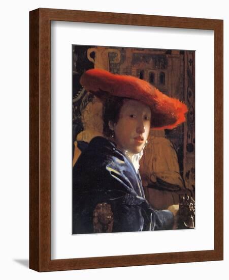 Girl with a Red Hat, C.1665-Johannes Vermeer-Framed Giclee Print