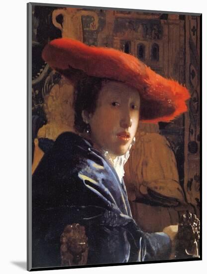 Girl with a Red Hat, C.1665-Johannes Vermeer-Mounted Giclee Print