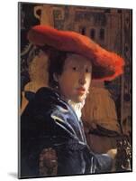 Girl with a Red Hat, C.1665-Johannes Vermeer-Mounted Giclee Print