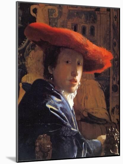 Girl with a Red Hat, C.1665-Johannes Vermeer-Mounted Giclee Print