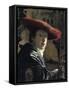 Girl with a Red Hat-Johannes Vermeer-Framed Stretched Canvas