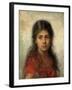 Girl with a Red Shawl-Alexei Alexevich Harlamoff-Framed Giclee Print