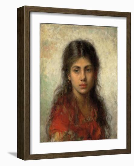 Girl with a Red Shawl-Alexei Alexevich Harlamoff-Framed Giclee Print