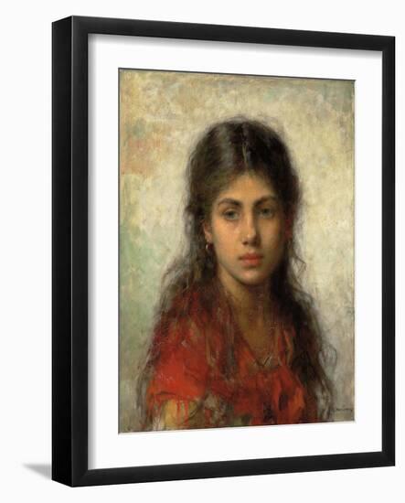 Girl with a Red Shawl-Alexei Alexevich Harlamoff-Framed Giclee Print