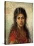 Girl with a Red Shawl-Alexei Alexevich Harlamoff-Stretched Canvas