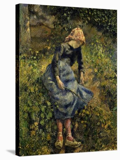 Girl with a Stick-Camille Pissarro-Stretched Canvas