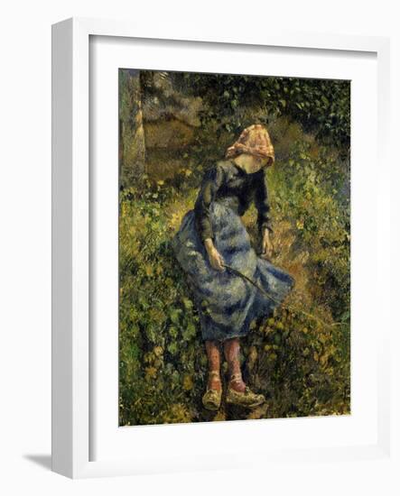 Girl with a Stick-Camille Pissarro-Framed Art Print