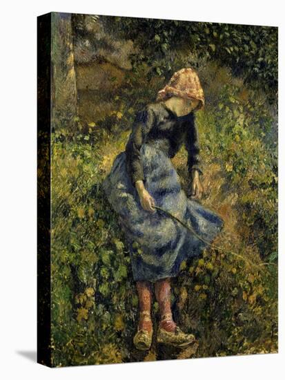 Girl with a Stick-Camille Pissarro-Stretched Canvas