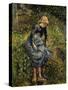 Girl with a Stick-Camille Pissarro-Stretched Canvas