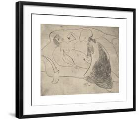 Girl, with Another Rubbing Her Belly-Ernst Ludwig Kirchner-Framed Premium Giclee Print