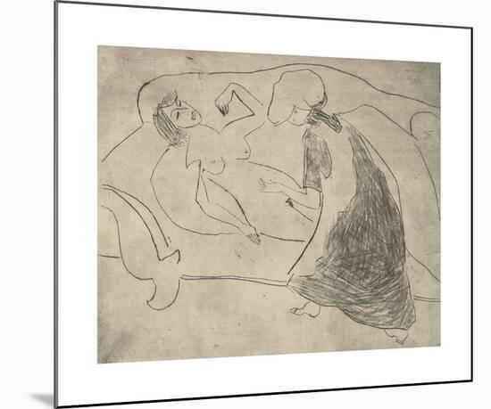 Girl, with Another Rubbing Her Belly-Ernst Ludwig Kirchner-Mounted Premium Giclee Print